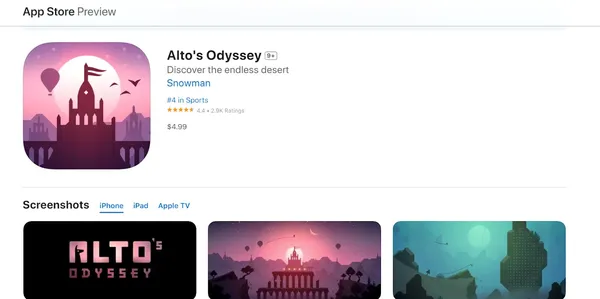 game offline iOS - Alto's Odyssey